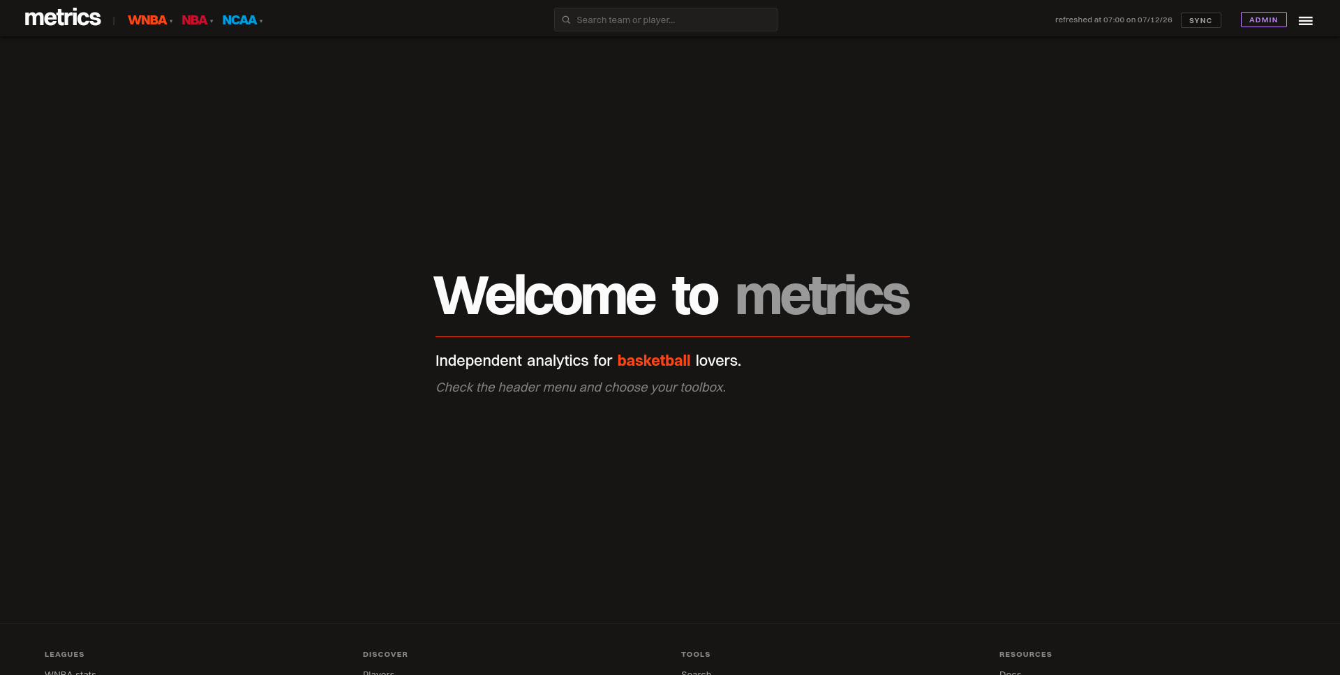 Metrics — landing