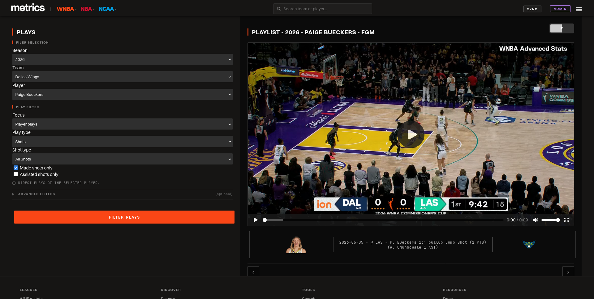PBP video player — Paige Bueckers playlist